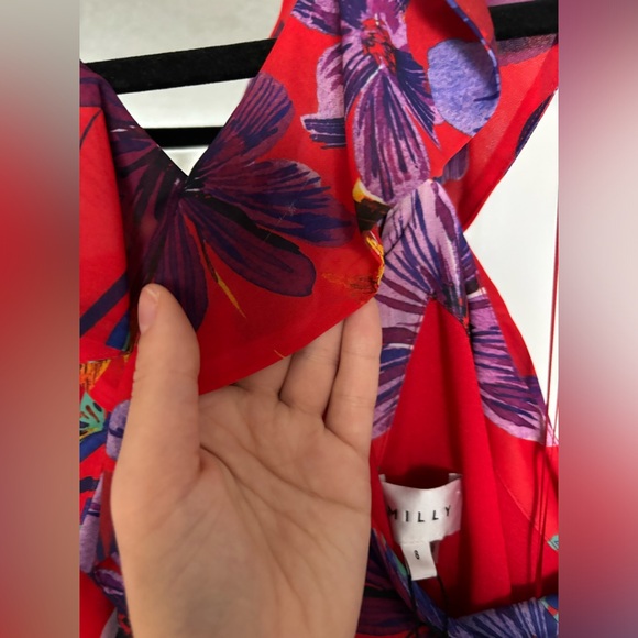 LEAVING CLOSET!! Accepting almost any offer! NWT - MILLY FLORAL RED FLORAL DRESS - Picture 3 of 7